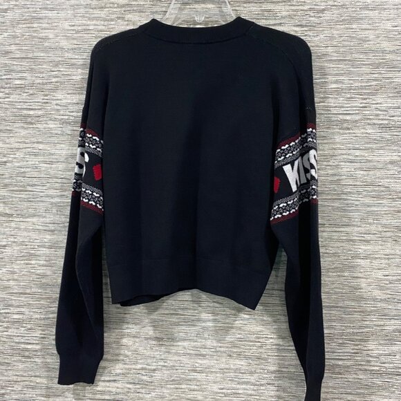 Arden B. Black Sweater With "Kisses" & Heart Pattern Size S Long Sleeves NWT - Picture 5 of 5
